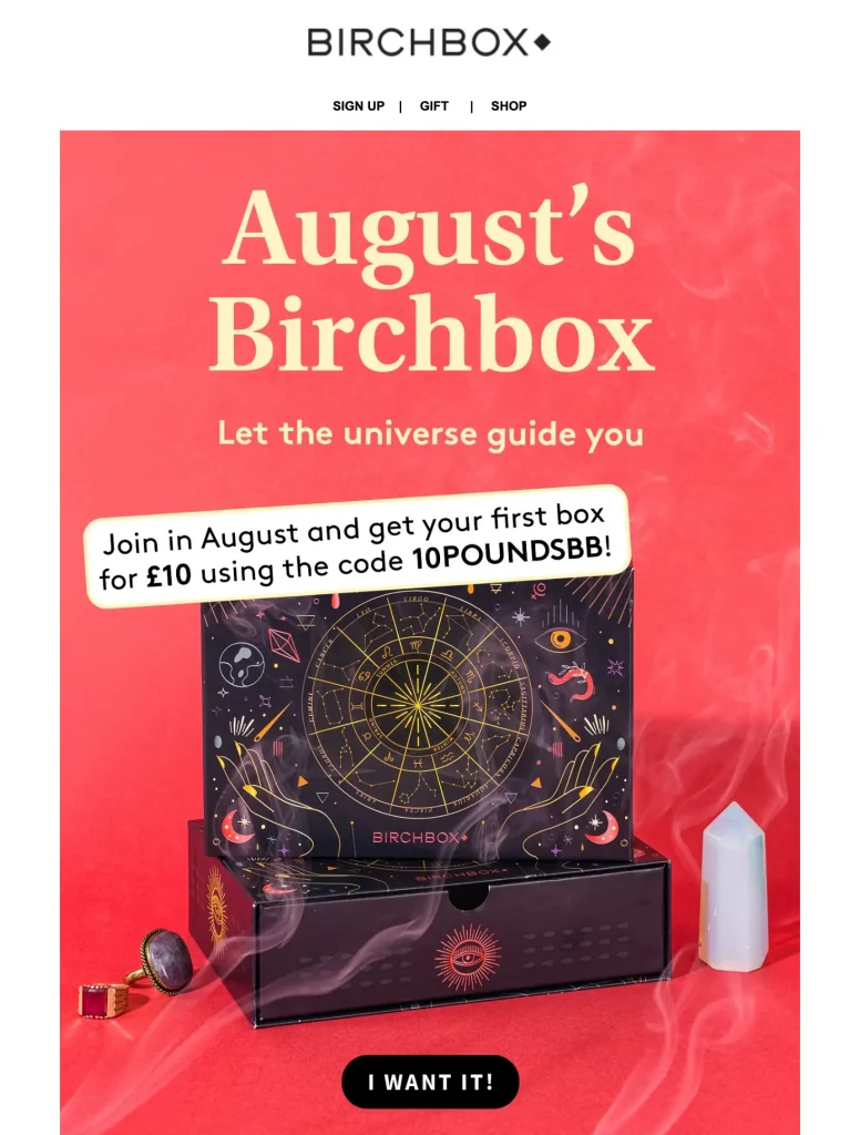 birchbox august email with product url